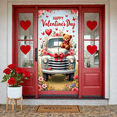 thumbnail image 5 of Red Truck Valentine's Day Banner Teddy Bear Love Display Pink Roses Cherry Blossom Romantic Backdrop for Valentine's Day Party Romantic Date Photo Shoot, 5 of 9