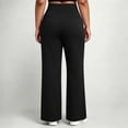 thumbnail image 3 of Plus Size Women’s Yoga Pants Elastic High Waist Casual Sweat Pants Side Split Relaxed Fits Workout Trousers with Pockets, 3 of 7