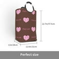 thumbnail image 3 of Waterproof Collapsible Laundry Hamper, Brown Floral Heart Pattern Aluminum Handle Laundry Bag, 50L, 3 of 6
