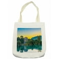 thumbnail image 1 of Asian Tote Bag, Venetian Tower Archaeological Site National Park at Sunrise Lake Sanctuary Landscape, Cloth Linen Reusable Bag for Shopping Books Beach and More, 16.5" X 14", Cream, by Ambesonne, 1 of 2