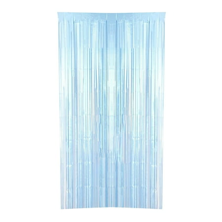 

Linyer 1x2m Foil Fringe Curtain Fringe Backdrop Photography Props Birthday Wedding Party Decorations Supplies light blue