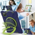 thumbnail image 3 of for Xiaomi Pad 7 Pro/ Xiaomi Pad 8 Pro 11.2 inch Case, 360 Rotatable Handle Stand, Shoulder Strap, Drop-Proof Design, NavyBlue Lime, 3 of 7
