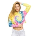 thumbnail image 4 of G-Style USA Women's Tie Dye Crop Top Hoodie Sweatshirt LH13118 - Rainbow - Large, 4 of 6