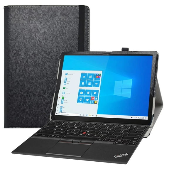 Labanema 12.3" Lenovo ThinkPad X12 Detachable Case, PU Leather Folio Stand Protective Case, Cover for 12.3" Lenovo ThinkPad X12 Detachable (Black)