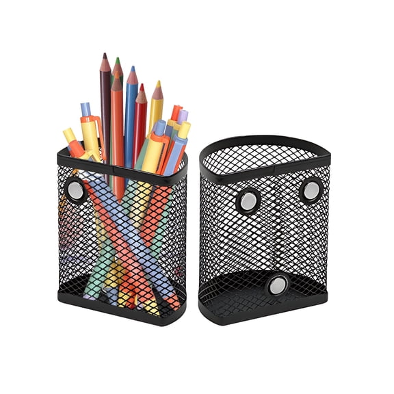 Magnetic Pencil Holder - Locker Accessories, 2 Pack Magnetic Pen Holder for Refrigerator for Home and Office, Black