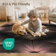 thumbnail image 4 of ODIKA 6'x9' Washable Area Rug Non-Slip, Easy Care, Pink Grey Symmetrical Radiating Polished Effect Artwork Contemporary for Family Room, Living Mater Bedroom, 4 of 7