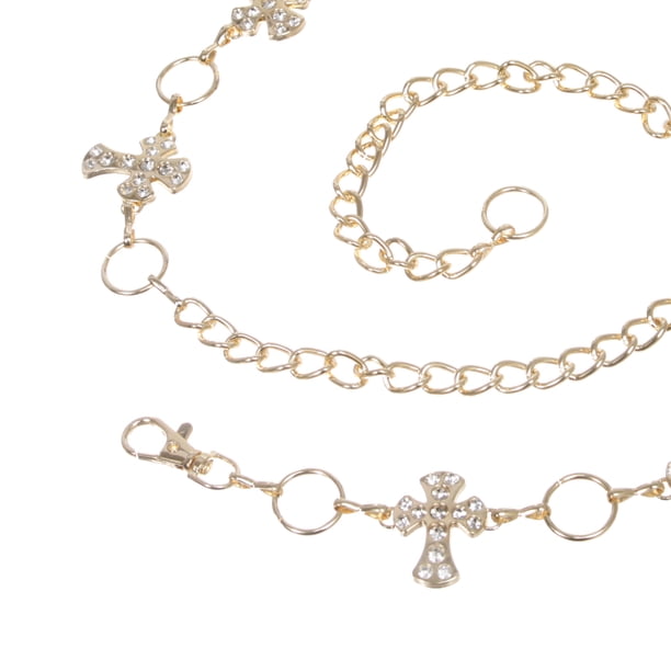 Crystal Cross Chain Belt for Women – Adjustable Rhinestone  display picture 1