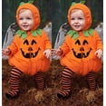 thumbnail image 2 of WIBACKER 6-12 Months Newborn Infant Baby Girl Boy Halloween Pumpkin Costumes Cute Hooded Romper Jumpsuit Outfit Clothes, 2 of 11