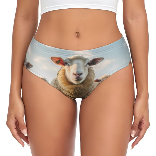 Fotbe Cute Prairie Sheep Herd Calzones Estampados para Mujer – Ropa Interior de Algodón, Cómoda, Suave y Elástica-4X-Large