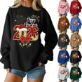 thumbnail image 5 of Women's Fashion Top New Year 2026 Printed Pullover Sweatshirt Holiday Design for Women Casual Celebration Streetwear Top,Gray,S, 5 of 6