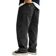 thumbnail image 2 of Mens Corduroy Loose Fit Trousers Straight Leg Casual Pants With Patch Pockets And Elastic Waistband For Daily Wear, 2 of 3