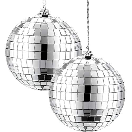 4 Pack Mirror Disco Ball 4 inch Small Disco Ball Decorations Silver Party Hanging Disco Ball Stage Accessories for DJ Effect Stage Props School Festivals Party Favors and Supplies Home Decorations 