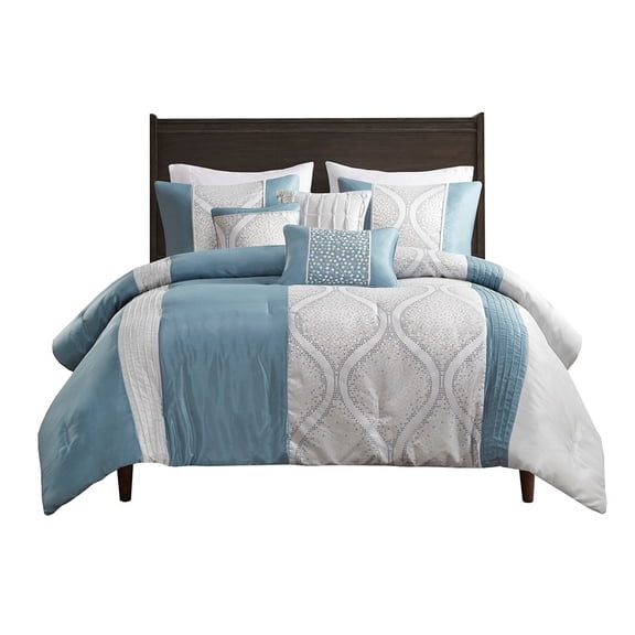 Gracie Mills 6-PC Londonbury Jacquard Comforter Set with Throw Pillows - GRACE-15954