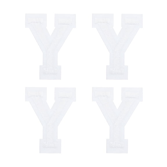 Uxcell 4 Pcs Letters Y Patches Iron-On, White Alphabet Sew Embroidered Applique Patches 1.9 Inch Hot Melt Adhesive Process for Clothing Backpack Jean