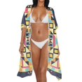 thumbnail image 2 of HELLHERO Geometric Pattern Design Womens Kimono Swimsuit Cover Ups High Quality Fabrics Long Loose Free Size Bathing Suit Cover Up for Female Adult, 2 of 5