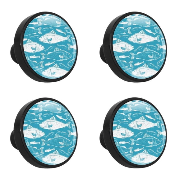 4 Pcs Ocean Fish Knobs for Kitchen Cabinet Cupboard Dresser Bookcase Drawer Pulls Handles Round Home Decor