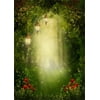 ABPHOTO 5x7ft Photography Backdrop Fairytale Forest with Lanterns Green Medow Flowers Backdrops for Photo Shoots Lovers Party Game Adult Kids Baby