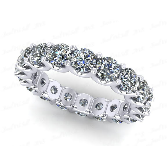 Natural 3.00Ct Round Cut Diamond Shared U-Prong Women's Anniversary Wedding Eternity Band Ring Solid 14k White Gold H SI2