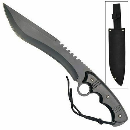 Devastator Bowie Fix Blade Full Tang Hunting Knife w/Sheath Black