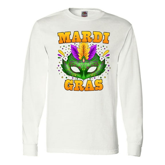 Inktastic Mardi Gras with Green Masquerade Mask Long Sleeve T-Shirt