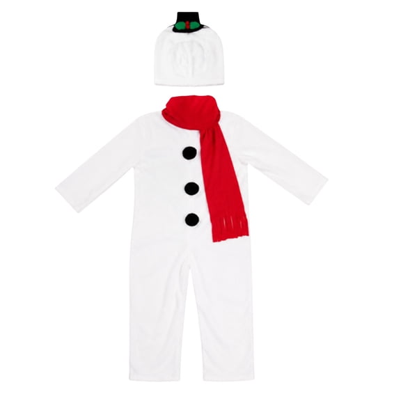 Ruyang Kids Plush Snowman Jumpsuit Set Long Sleeve Warm Jumpsuit with Scarf Hat Toddler Boys Girls Christmas Party Outfit