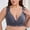 Gray, variant on Front Closure Bras for Women, No Underwire Push up Lace Brassieres, Soft Deep V Wide Straps Bralette