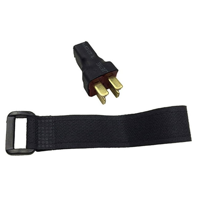 Partheme Novelty Toys 2 Counts Battery Connector T-Shaped Adapter With Fixing Strap For 9125 RC Car Black