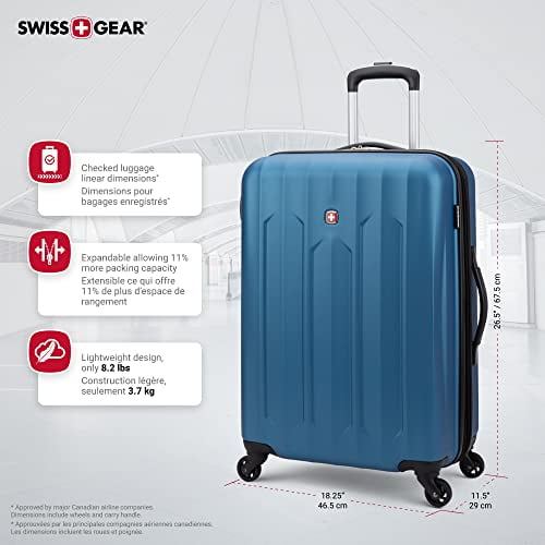 Swissgear 7366 Hardside Expandable Luggage with Spinner Wheels, White, 3-Piece Set (192327)