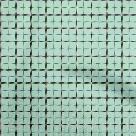 oneOone Cotton Poplin Light Mint Green Fabric Check Plaid Fabric For Sewing Printed Craft Fabric By The Yard 42 Inch Wide
