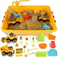 thumbnail image 5 of KiddiTouch Construction Toys Sensory Bin, Kids Play Sand Kit with 4 Trucks and 3.3lbs Magical Sand, Pretend Play Beach Sandbox, Gifts for Boys Ages 3-5+, 5 of 8