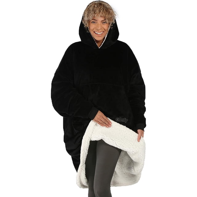 The Comfy Original Oversized Microfiber Wearable Blanket for Adults, Black