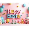 thumbnail image 4 of LUUFILx Happy Easter Backdrop with Bunnies Easter Egg Photography Decorations Garden Party Supplies Background Banner Spring Decor, 4 of 8