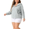 thumbnail image 4 of Agnes Orinda Women's Plus Size Long Sleeve Hoodies Zippered Sport Pockets Jacket 1X Grey, 4 of 5