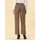 thumbnail image 4 of INSPIRE CHIC Pantalones a cuadros casuales para mujer, bolsillos, pierna recta, trabajo, oficina, pantalones marrón L, 4 of 5
