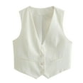 thumbnail image 5 of Cropped Suit Vest for Women Button Up Business Casual Dressy Waistcoat Vest Tops, 5 of 5
