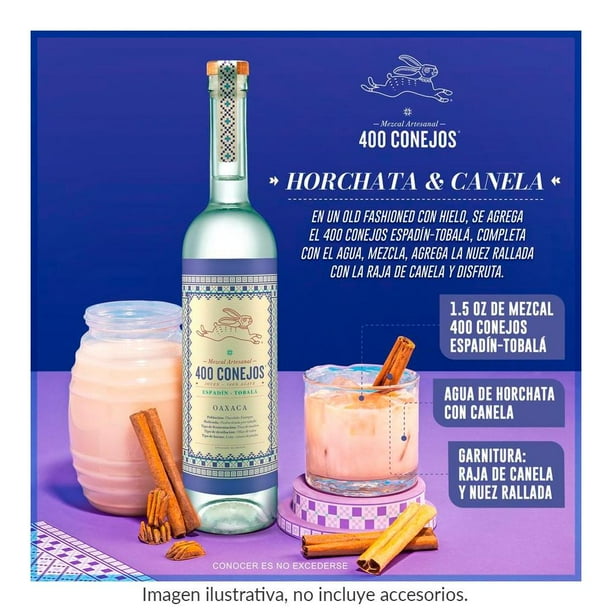 Mezcal artesanal 400 Conejos Oaxaca Espadín Tobalá 750 ml