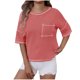 thumbnail image 1 of Camisetas Casuales de Mujer Nueva Camiseta de Manga Corta de Cuello U de Color Sólido de Verano, Poliéster, 1 of 7