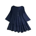 thumbnail image 4 of Uhndy Women's Plus Size Fall clothes 3/4 Sleeve V Neck Top Casual Tunic Top Loose Plus Size Robe Gypsy Shirt Top Thin Pullover Black M, 4 of 6