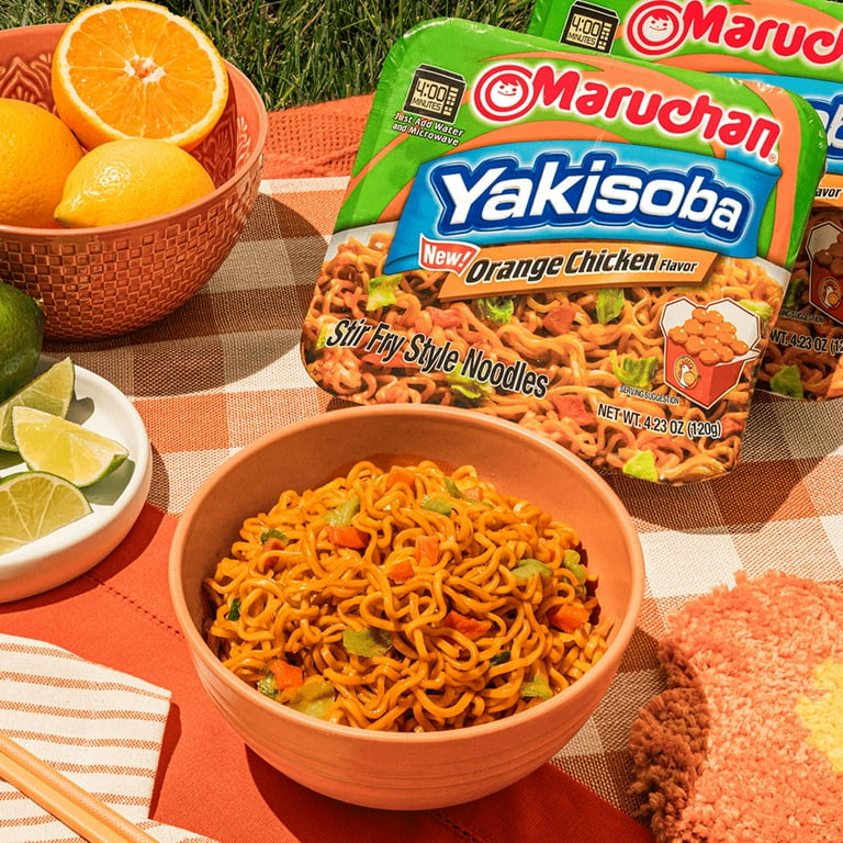 8 pack) Maruchan Yakisoba Orange Chicken Flavor Noodles, 4.23 oz