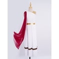 thumbnail image 3 of TiaoBug Kids Girls Roman Toga Dress One Shoulder Metallic Tunics Overlay Chiffon Shawls Maxi Gowns for Themed Parties Burgundy 12, 3 of 6