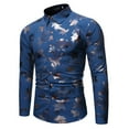 thumbnail image 2 of POINTERTECK Chemises de Fête à Manches Longues pour Hommes, Coupe Régulière, Imprimé Bronzé, Boutons, 2 of 6