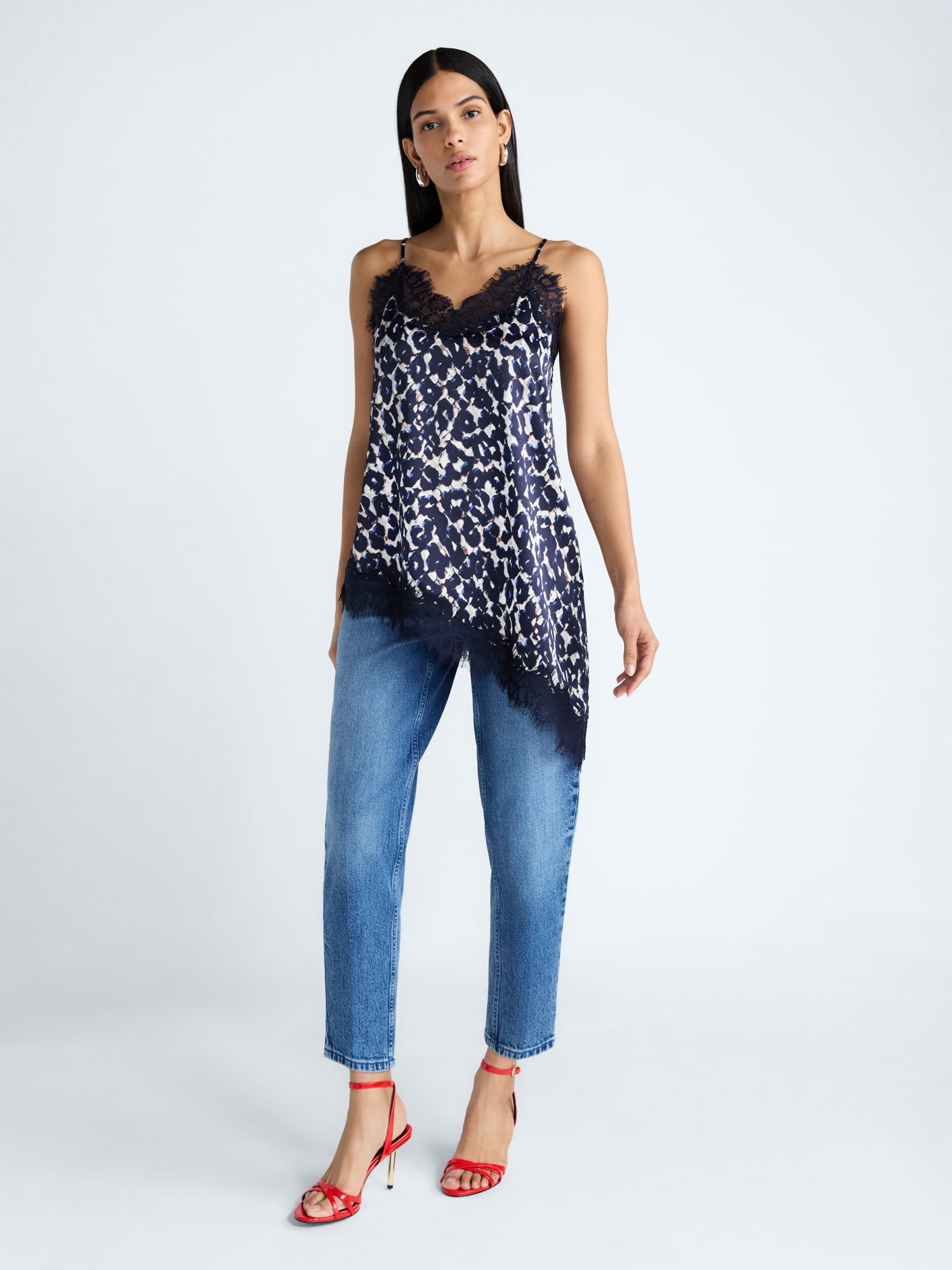 Devil Wears Prada Scoop Collection Women's Asymmetrical Lace Cami, Sizes XS-XXL