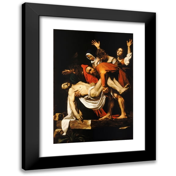 Caravaggio 11x14 Black Modern Framed Museum Art Print Titled - The Entombment of Christ  (1602-1604)