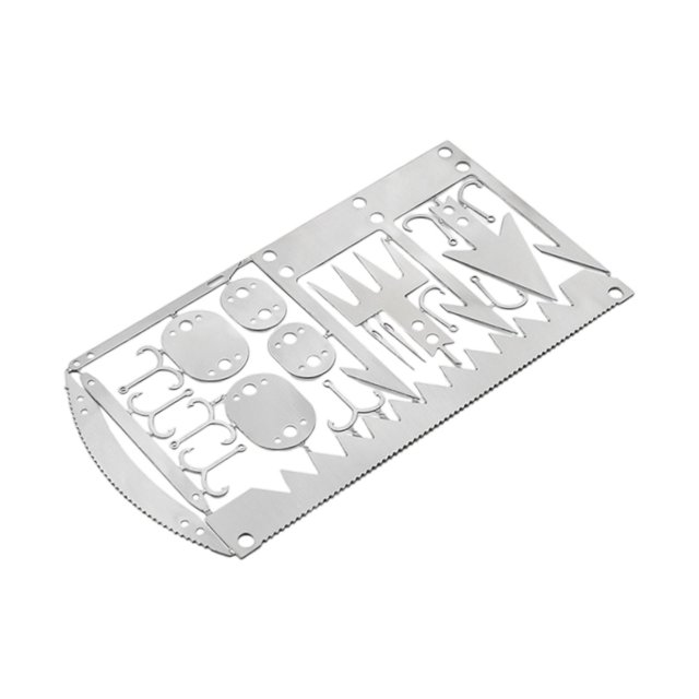 Tarjeta de anzuelo, equipo multiherramienta, herramienta de supervivencia de bolsillo compacta, portátil y práctica, de acero inoxidable para