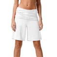 thumbnail image 3 of Coral Shorts Women Summer Yoga Shorts Pull On Athletic Shorts Knee Length Lightweight Solid High Waisted Stretch Long Shorts Walking Casual Running Shorts, 3 of 6