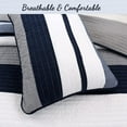 thumbnail image 5 of Cozy Line Navy Blue Gray Striped Boy 100% Cotton 3 Piece Reversible Quilt Set, Queen, 5 of 6