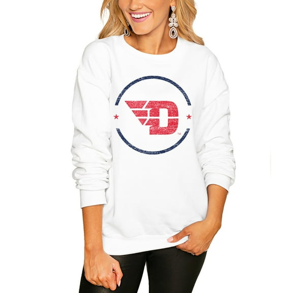 Women's Gameday Couture White Dayton Flyers End Zone Oversized Sweatshirt