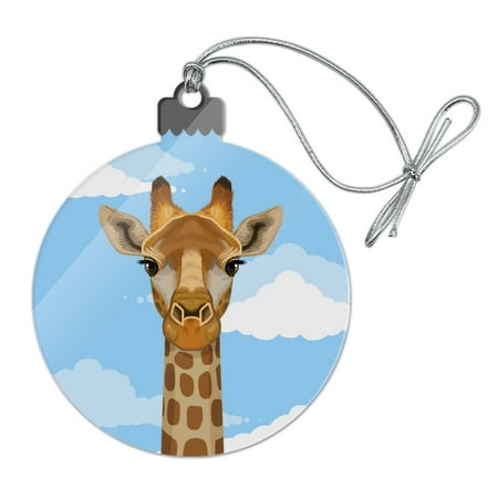 Folsom Zoo Christmas Cute Giraffe and Sky Zoo Animal Safari Acrylic Christmas Tree Holiday Ornament ()