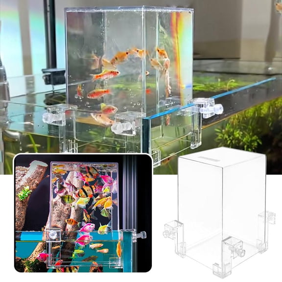 HAVELOR Clear Acrylic Fish Tank Tower, 4.8x5.2x7.5 Inch, Creates a Vertical Swimming Column for Betta Fish, Mounts to Your Main Aquarium for a Stunning Visual Display(A,one)