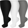 thumbnail image 1 of LAICAIW 3 Packs Plus Size Compression Socks Wide Calf For Women & Men 20-30 mmhg-Large Size Knee High Support Stockings For Medical, 1 of 6